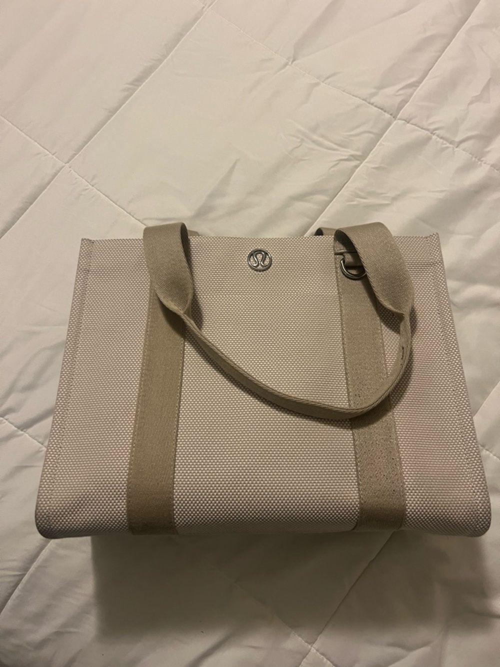 lululemon athletica Beige Canvas Tote with Tan Straps